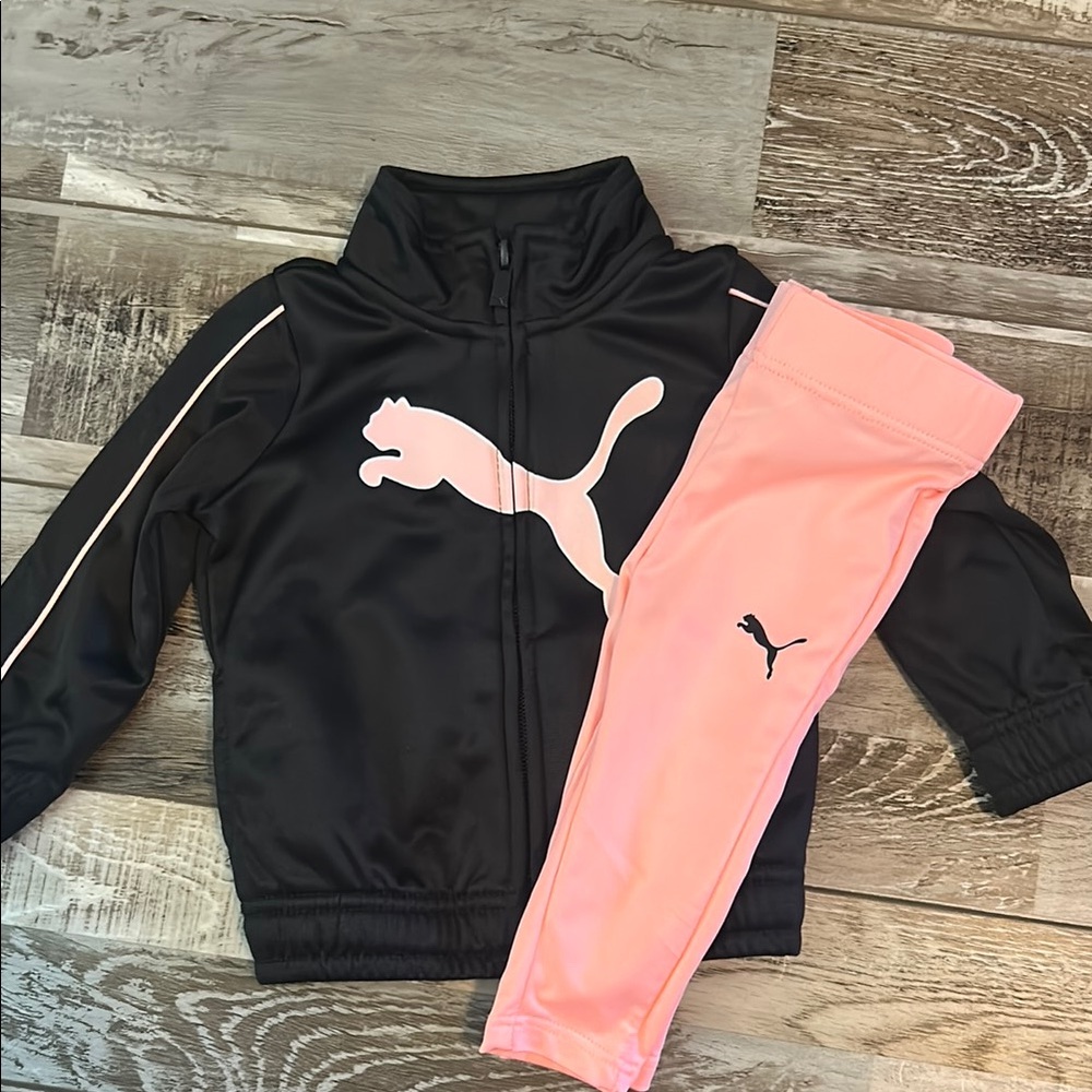 Puma Black and Pink Kids' Tracksuit